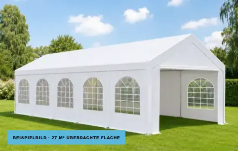 Faltpavillon 3 × 9 m – Blau von Andre's Mietartikelverleih